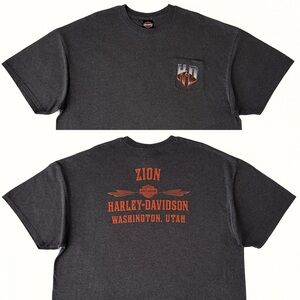 Harley Davidson Official Zion Washington Utah Men's Gray T-Shirt 3XL